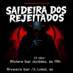 A hauntingly designed movie poster for a horror film titled 'Saideira dos Rejeitados'