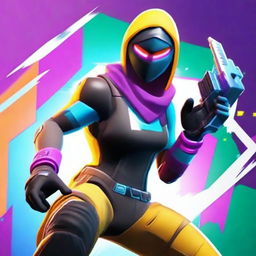 A high-quality digital art image designed as a profile picture, showcasing a vibrant Fortnite character in dynamic action pose