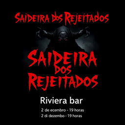 A striking and eerie movie poster for a horror film titled 'Saideira dos Rejeitados'