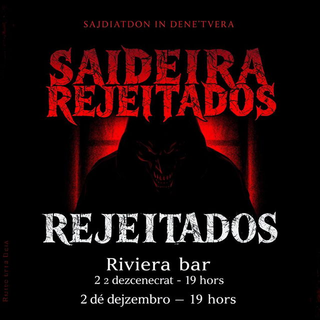 A chilling movie poster for a horror film titled 'Saideira dos Rejeitados'