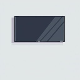 A 2D pixel art illustration depicting a top-down view of a large black flat-screen TV mounted on a wall