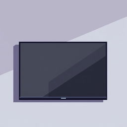 A 2D pixel art illustration depicting a top-down view of a large black flat-screen TV mounted on a wall