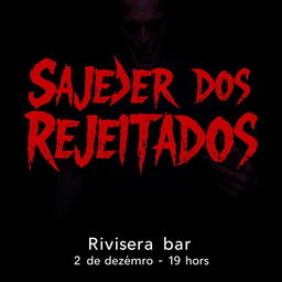 A chilling movie poster for a horror film featuring the title 'Saideira dos Rejeitados' prominently at the top in bold, jagged red font that contrasts against a dark, eerie background