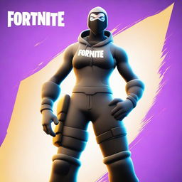 A high-definition digital art image featuring a Fortnite character in an assertive stance