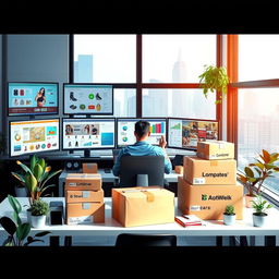 A visually engaging representation of a dropshipping business