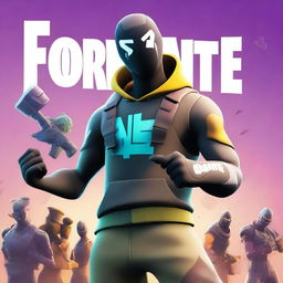 A high-definition digital art image featuring a Fortnite character in an assertive stance