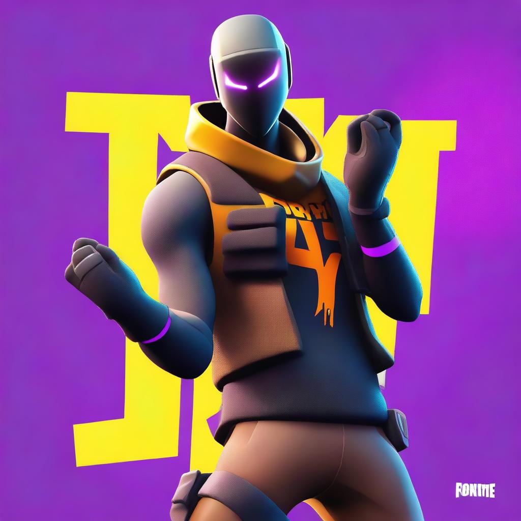 A high-resolution digital art image showcasing a Fortnite character in a striking pose