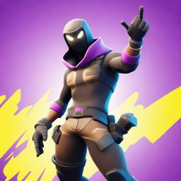 A high-resolution digital art image showcasing a Fortnite character in a striking pose