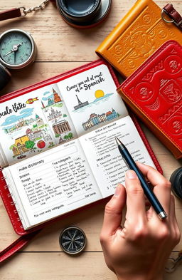 A beautifully designed pocket diary specifically tailored for travelers wanting to converse in Spanish