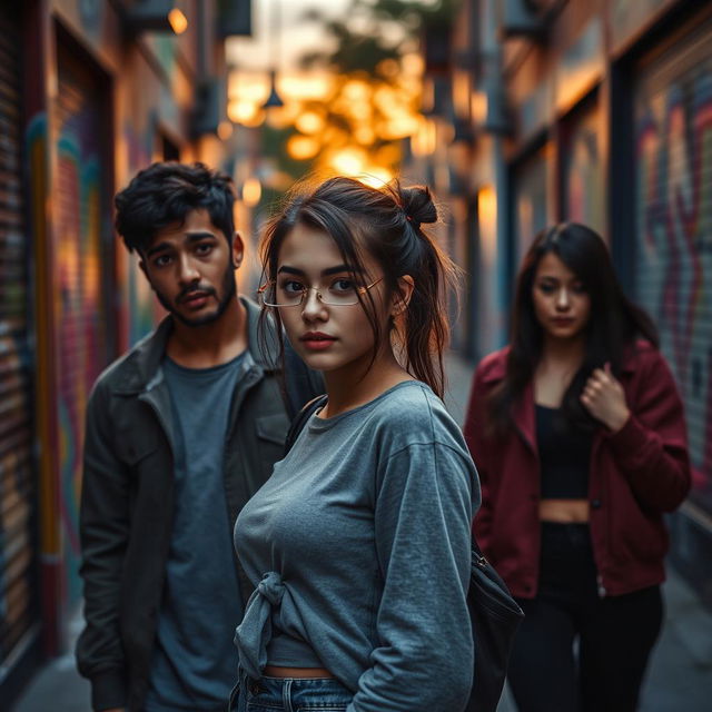 A captivating scene from a story titled "Tomer", featuring a girl with half of her face cleverly covered, emphasizing her mysterious allure