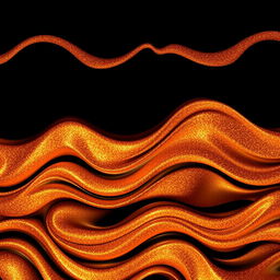 Wavy patterns with shimmering golden and orange colors, glittering like a fluid or metallic surface that appears dynamic and attractive
