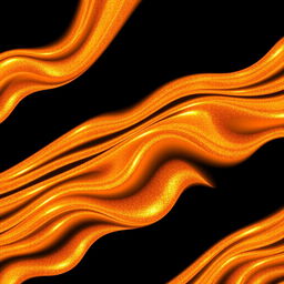Wavy patterns with shimmering golden and orange colors, glittering like a fluid or metallic surface that appears dynamic and attractive