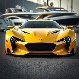 A futuristic Italian supercar from the future, inspired by a 1940 Cadillac Coupe, reimagined as a cutting-edge concept car by the esteemed designer Pininfarina