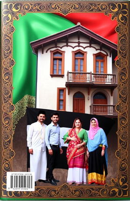 A beautifully designed front and back book cover featuring the Syrian flag prominently displayed, with rich green, white, and black colors