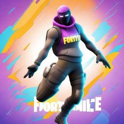 A high-quality digital art image, featuring a Fortnite character in a dynamic pose