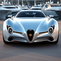 A futuristic Italian supercar from the future, inspired by a 1940 Cadillac Coupe and the Frogeater, reimagined as a cutting-edge concept car by an esteemed designer