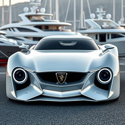 A futuristic Italian supercar from the future, inspired by a 1940 Cadillac Coupe and the Frogeater, reimagined as a cutting-edge concept car by an esteemed designer