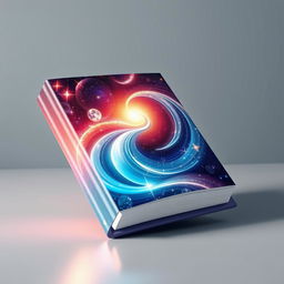 A 3D illustration of a meditation book featuring a captivating cover design that showcases a vibrant, swirling universe