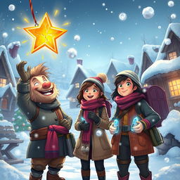 A vibrant and whimsical scene in The Coldmaw Town where explorers have found Mr