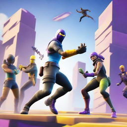 A high-resolution digital art image showcasing a Fortnite character in the middle of an edit play against an opponent