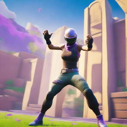 A high-resolution digital art image showcasing a Fortnite character in the middle of an edit play against an opponent