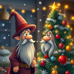 A charming holiday scene depicting Mr