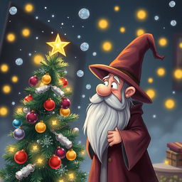 A charming holiday scene depicting Mr
