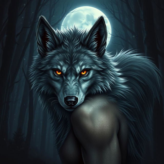 A stunningly fearless female werewolf exuding an irresistible seductive charm as she lures in the night