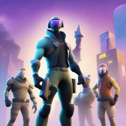 A high-quality digital art image depicting a Fortnite character with the building menu displayed in hand