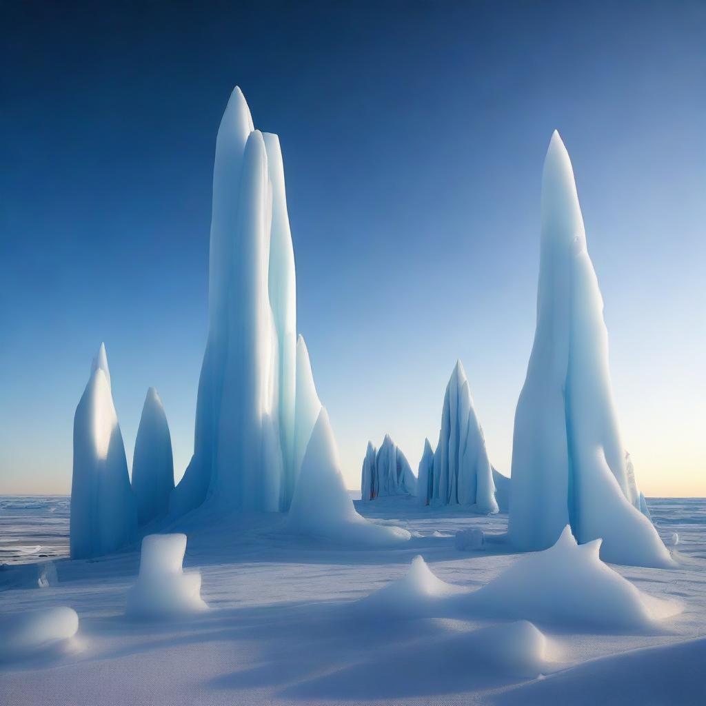 A high-resolution photograph depicting real-world Arctic spires