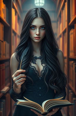 A captivating and mystical portrait of a female author named Vera Night