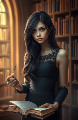 A captivating and mystical portrait of a female author named Vera Night