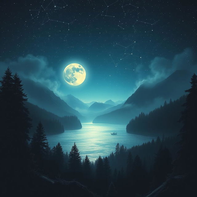 A stunning profile image inspired by the theme 'Vera Night', featuring a mystical and enchanting nighttime landscape