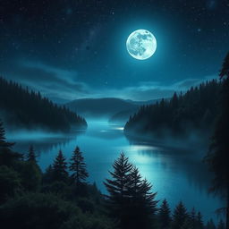 A stunning profile image inspired by the theme 'Vera Night', featuring a mystical and enchanting nighttime landscape