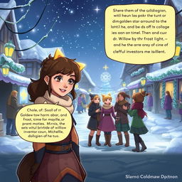 In the bustling Coldmaw Town, where villagers prepare for the upcoming ceremony, Chole, an adventurous young woman with a determined expression, devises a daring plan