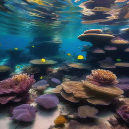 A high-quality, underwater photograph that captures the essence of a real-world Shallow Twisty Bridge biome