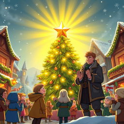 As the golden star is finally placed atop the grand evergreen tree, the entire town of Coldmaw erupts in joyous cheers