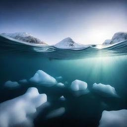 A high-quality underwater photograph depicting a real-world Sparse Arctic biome