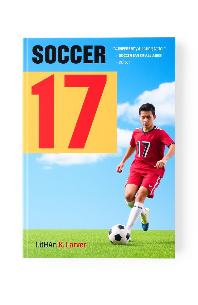 A simple book cover design featuring a soccer player wearing the number 17 jersey