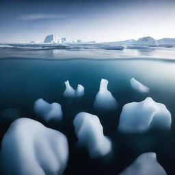 A high-quality underwater photograph depicting a real-world Sparse Arctic biome