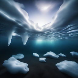 A high-quality underwater photograph depicting a real-world Sparse Arctic biome