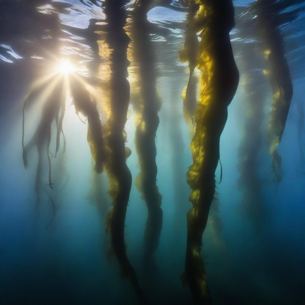 A high-quality underwater photograph showcasing a real-world Arctic Kelp Forest biome