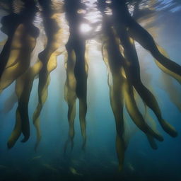 A high-quality underwater photograph showcasing a real-world Arctic Kelp Forest biome