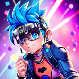 A vibrant and colorful avatar featuring a digital character with a futuristic look