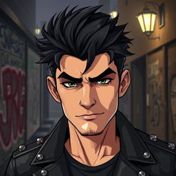 A bold and striking avatar designed for a male audience, featuring a digital character with a rugged appearance