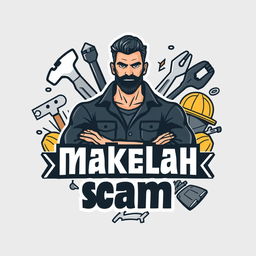 A stylish and masculine avatar for the 'Сделай сам' group, designed for men, featuring a strong and confident character surrounded by creative elements that symbolize male craftsmanship and hobbies