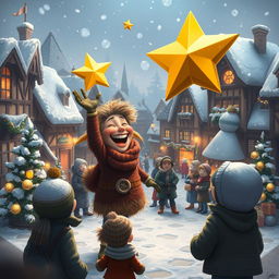 In the enchanting Coldmaw Town, a picturesque winter scene unfolds as townsfolk discover Mr