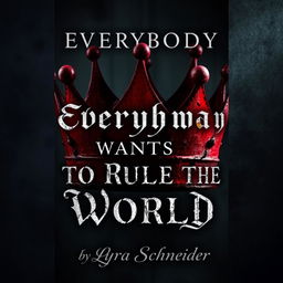 A dark and suspenseful book cover design featuring a prominently displayed damaged red crown, symbolizing royalty and evoking a sense of decay and loss of power