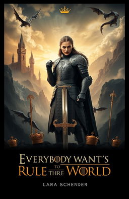 A beautifully crafted movie poster for a film titled 'Everybody Wants to Rule the World' by Lyra Schneider, inspired by the epic fantasy style of Game of Thrones