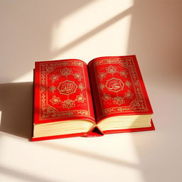 A striking red book adorned with intricate Persian symbols, showcasing the richness of Persian culture